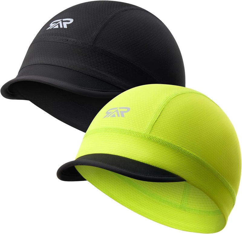 SUNMECI 2 Pcs Cooling Skull Cap for Men,Cycling Cap Helmet Liner with Sun Visor for Running Bike Hard Hat Liner - Image 1